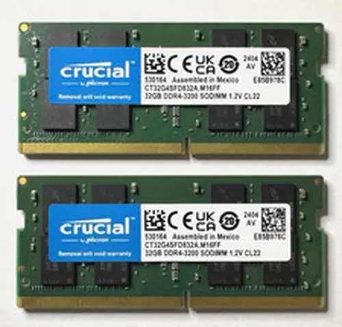 Crucial 64GB 2x32GB DDR4 3200MHz SODIMM Laptop RAM Memory