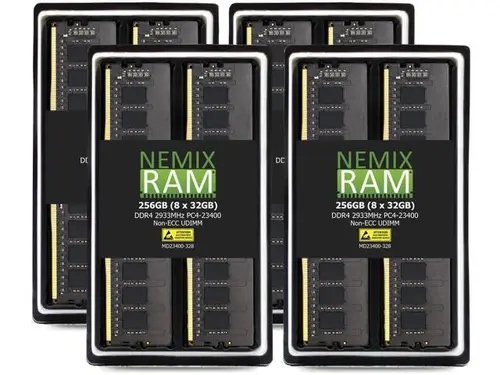 NEMIX RAM 256GB (8X32GB) DDR4 2933MHZ PC4-23400 2Rx8 1.2V CL21 288-PIN Non-ECC Unbuffered UDIMM PC Memory KIT Compatible with SuperMicro Desktop...