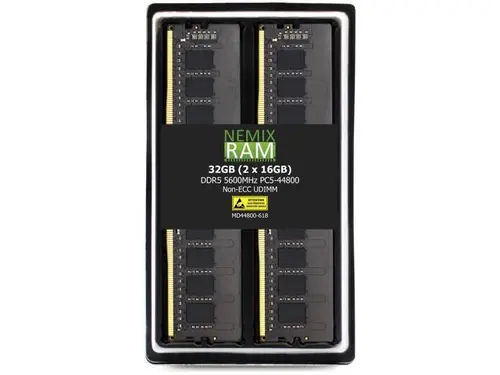 NEMIX RAM 32GB (2X16GB) DDR5 5600MHZ PC5-44800 1Rx8 1.1V CL46 288-PIN Non-ECC Unbuffered UDIMM Desktop PC Memory KIT Compatible with SuperMicro...