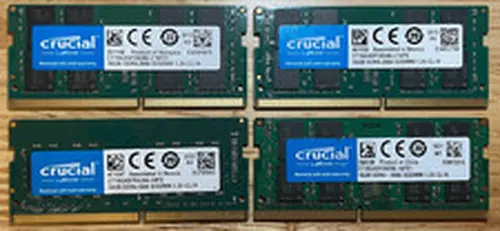 Crucial 64GB 4x16GB DDR4-2666 PC4-21300 SODIMM CL19 Laptop RAM