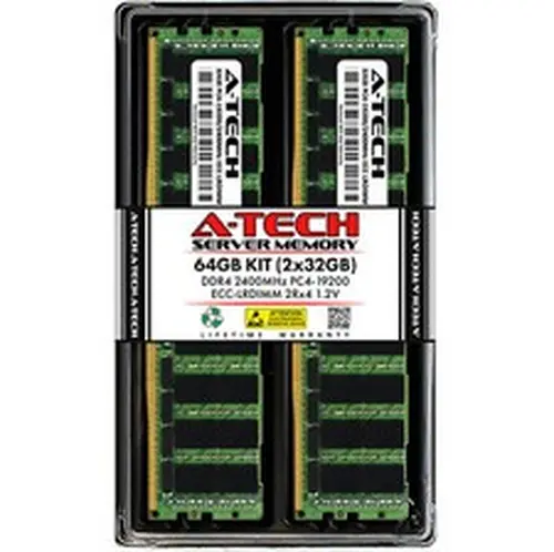 A-Tech 64GB 2x32GB 2Rx4 PC4-19200 DDR4 ECC Load Reduced LRDIMM Server Memory RAM