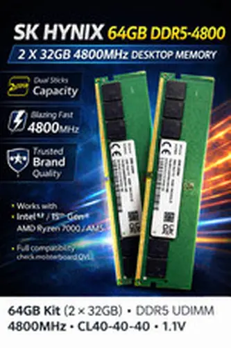 NEW OEM Hynix / Samsung 64GB DDR5 (2x32GB) PC5 34800 4800 UDIMM Desktop Memory
