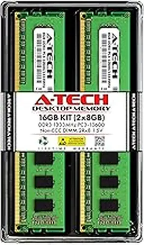 A-Tech RAM 16GB Kit (2x8GB) DDR3 1333 MHz PC3-10600 DIMM - Desktop Computer Memory - CL9 2Rx8 1.5V 240-Pin UDIMM Non-ECC Unbuffered Upgrade Modules
