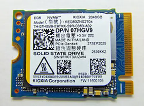 Kioxia EG6 2TB M.2 2230 NVMe PCIe Gen4x4 SSD DPN 07HGV9 KEG60ZNS2T04 100% Health