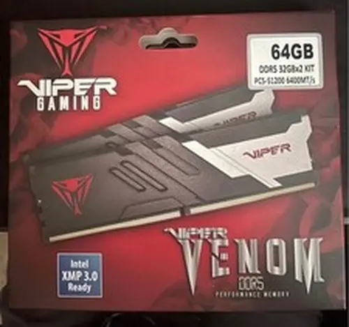 Patriot Viper Venom 64GB (2x32GB) DDR5 6400 (PC5 51200 Desktop Gaming Memory C32