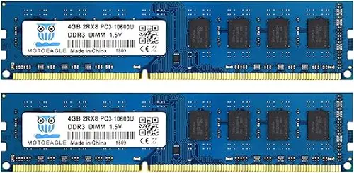 8GB Kit (2x4GB) DDR3 1333MHz UDIMM 4GB PC3-10600U 2RX8 PC3 1333 DDR3 10600 CL9 1.5V 240-PIN Non-ECC Unbuffered Desktop Memory RAM Module