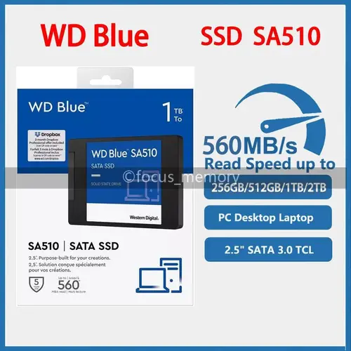 WD BLUE SA510 2.5" SSD 250GB 500GB 1TB 2TB SATA 3 Internal Solid State Drive lot