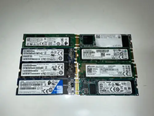 Lot of 8 Samsung, SanDisk, Micron 500GB, 512GB, 250GB, 256GB M.2 SATA SSD