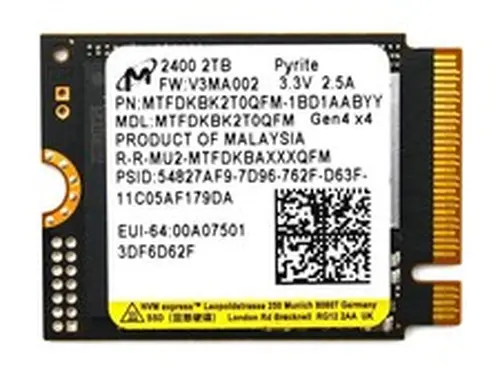 2TB Micron 2400 M.2 2230 NVMe PCIe SSD Gen 4.0x4 (MTFDKBK2T0QGN) Dell P/N:0PC20N