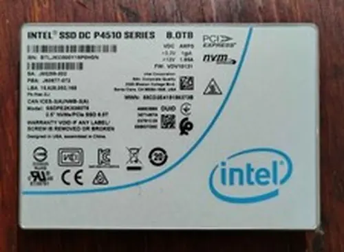 Intel P4510 8.0 TB U.2 Enterprise NVMe PCIE 3.0 SSD - SSDPE2KX080T8 - 100% Life