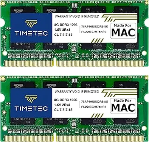 Timetec 16GB KIT(2x8GB) Compatible for Apple DDR3 1067MHz / 1066MHz PC3-8500 RAM for Mac Book (Mid-2010 13-inch), Mac Book Pro (Mid 2010 13-inch), iMac (Late 2009 27-inch), Mac Mini (Mid 2010)MAC RAM