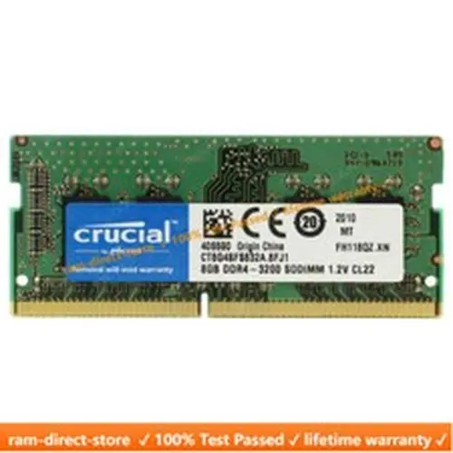 CRUCIAL 8GB DDR4 3200 MHz PC4-25600 Laptop SODIMM Non-ECC 260-Pin Memory RAM 8G