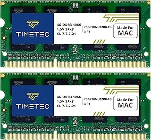 Timetec 8GB KIT(2x4GB) Compatible for Apple DDR3 1067MHz / 1066MHz PC3-8500 CL7 for Mac Book, Mac Book Pro, iMac, Mac mini (Late 2008, Early/Mid/Late 2009, Mid 2010) SODIMM Memory MAC RAM Upgrade