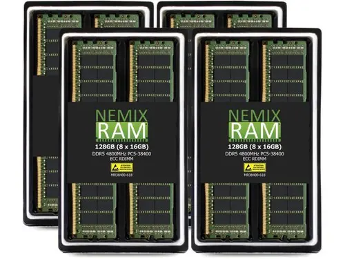 NEMIX RAM 128GB (8X16GB) DDR5 4800MHZ PC5-38400 1Rx8 1.1V CL40 288-PIN ECC RDIMM Registered Server Memory KIT Compatible with SuperMicro GPU...