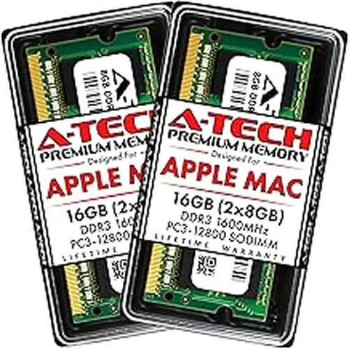 A-Tech 16GB Kit (2x8GB) RAM for Apple MacBook Pro (Mid 2012), iMac (Late 2012, Early/Late 2013, Late 2014, Mid 2015), Mac mini (Late 2012) | DDR3 1600MHz PC3-12800 SODIMM 204-Pin Memory Upgrade