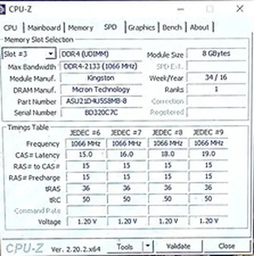 ASU21D4U5S8MB-8 - 8GB PC4-17000 DDR4-2133MHz CL15 288-Pin UDIMM Desktop Memory