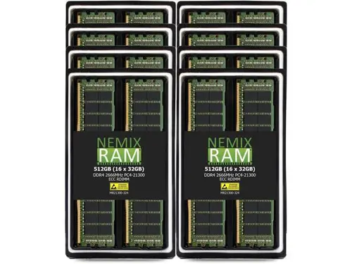 NEMIX RAM 512GB (16X32GB) DDR4 2666MHZ PC4-21300 2Rx4 1.2V CL19 288-PIN ECC RDIMM Registered Server Memory KIT Compatible with Synology SA6400 NAS