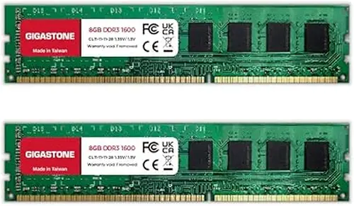【DDR3 RAM】 Gigastone RAM 16GB (2x8GB) DDR3 16GB DDR3-1600MHz PC3-12800 CL11 1.5V UDIMM 240 Pin Unbuffered Non ECC for PC Computer Desktop Memory Module Ram Upgrade Kit (Desktop ONLY)