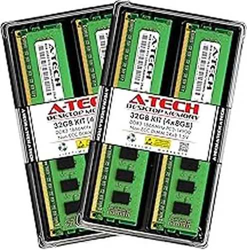 A-Tech 32GB Kit (4x8GB) DDR3 1866MHz PC3-14900 CL13 UDIMM 2Rx8 1.5V Non-ECC DIMM 240-Pin Desktop RAM Memory Upgrade Modules