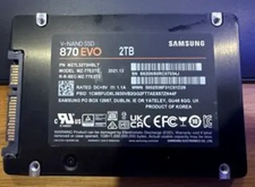 Samsung SSD 870 EVO 2TB, Internal, 2.5 inch SSD MZ-77E2T0B 99% Health