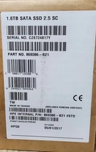 NEW !! HPE Original 869386-001-B21 1.6TB SATA 6Gb 2.5" SC Server SSD