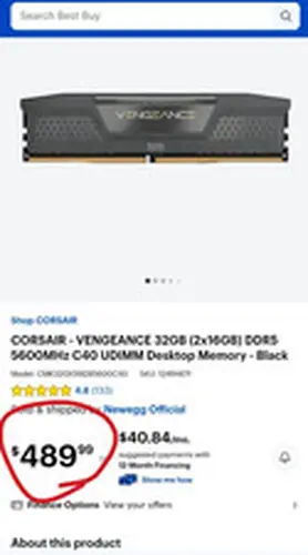 CORSAIR - VENGEANCE 32GB (2x16GB) DDR5 5600MHz C40 UDIMM Desktop Memory - Black