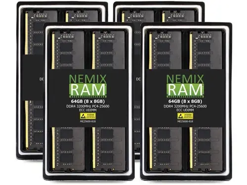 NEMIX RAM 64GB (8X8GB) DDR4 3200MHZ PC4-25600 1Rx8 1.2V CL22 288-PIN ECC Unbuffered UDIMM KIT Compatible with SuperMicro R12SPD-A