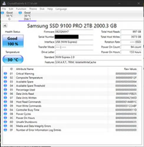100% life Samsung 9100 PRO PCIe 5.0 x4 NVMe M.2 2TB Internal