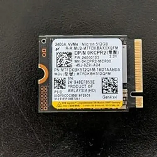 Dell Micron 512GB NVMe M.2 2400A SSD Solid State Drive MTFDKBK512QFM KCPR2 A46
