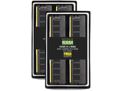 NEMIX RAM 32GB (4X8GB) DDR4 3200MHZ PC4-25600 1Rx8 1.2V CL22 288-PIN ECC Unbuffered UDIMM KIT Compatible with ASRock X570 Taichi ATX AM4 Premium...