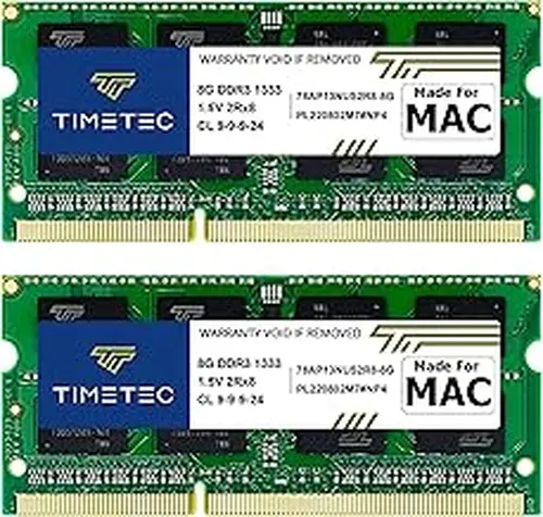 Timetec 16GB KIT(2x8GB) Compatible for Apple DDR3 1333MHz PC3-10600 CL9 for Mac Book Pro (Early/Late 2011 13/15/17 inch), iMac(Mid 2010, Mid/Late 2011 21.5/27 inch), Mac Mini(Mid 2011) MAC RAM Upgrade