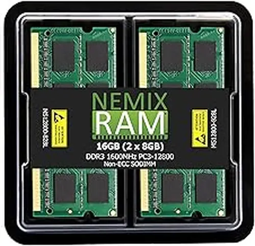 NEMIX RAM 16GB (2X8GB) DDR3 1600MHz PC3-12800 2Rx8 1.35V 204-PIN Non-ECC SODIMM Laptop PC PC Unbuffered Memory KIT