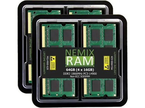 NEMIX RAM 64GB (4X16GB) DDR3 1866MHZ PC3-14900 2Rx8 1.35V 204-PIN Non-ECC SODIMM Laptop Memory KIT Compatible with Apple iMac 27' Late 2015 with...