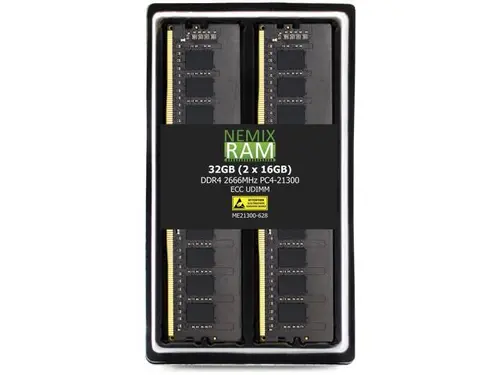 NEMIX RAM 32GB (2X16GB) DDR4 2666MHZ PC4-21300 2Rx8 1.2V CL19 288-PIN ECC Unbuffered UDIMM Memory KIT Compatible with Synology D4EC-2666-16G NAS...