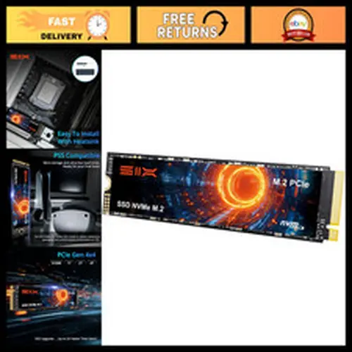 512GB NVMe M.2 2280 SSD PCIe 4.0 - 5000MB/s Read Speed, Heatsink, Gaming Storage