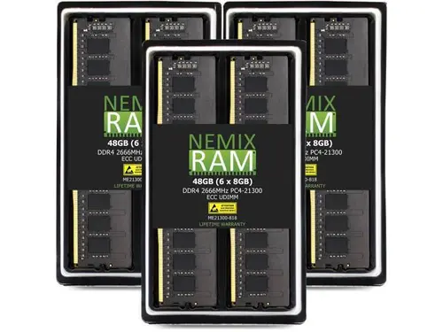 NEMIX RAM 48GB (6X8GB) DDR4 2666MHZ PC4-21300 1Rx8 1.2V 288-PIN ECC Unbuffered UDIMM Memory KIT