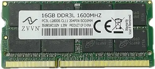 DDR3L 1 x 16GB 1600MHz SO-DIMM RAM (PC3L-12800S) CL11 204Pin 1.35V Non-ECC Unbuffered Compatible All Motherboards Laptop Memory ZVVN