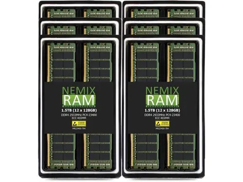 NEMIX RAM 1.5TB (12X128GB) DDR4 2933MHZ PC4-23400 8Rx4 1.2V 288-PIN ECC RDIMM Registered Server Memory KIT