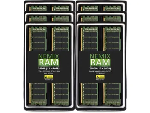 NEMIX RAM 768GB (12X64GB) DDR4 2666MHZ PC4-21300 2Rx4 1.2V 288-PIN ECC RDIMM Registered Server Memory KIT