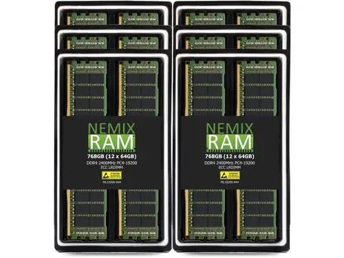 NEMIX RAM 384GB (6X64GB) DDR4 2400MHZ PC4-19200 4Rx4 1.2V 288-PIN ECC LRDIMM Load Reduced Server Memory KIT