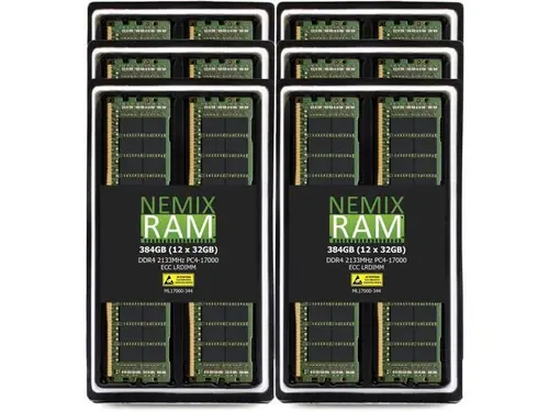 NEMIX RAM 384GB (12X32GB) DDR4 2133MHZ PC4-17000 4Rx4 1.2V 288-PIN ECC LRDIMM Load Reduced Server Memory KIT