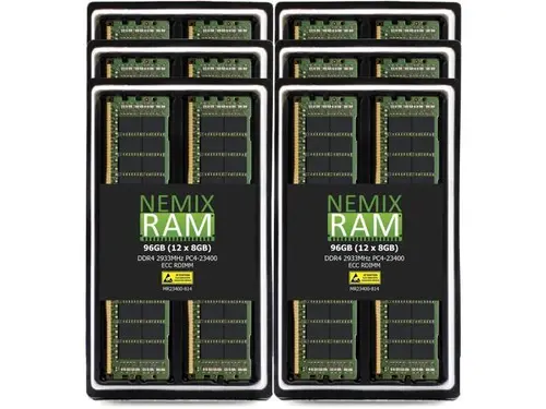 NEMIX RAM 96GB (12X8GB) DDR4 2933MHZ PC4-23400 1Rx4 1.2V 288-PIN ECC RDIMM Registered Server Memory KIT