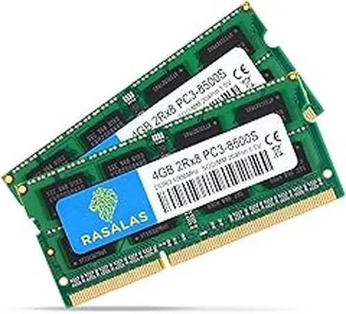 RASALAS 8GB Kit (2 x 4GB) PC3-8500 DDR3 1066 Mhz 1067 MHz 8500s SODIMM RAM Laptop Memory Upgrade for Notebook 204PIN 1.5V Memory
