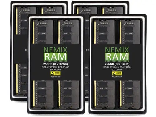 NEMIX RAM 256GB (8X32GB) DDR4 2933MHZ PC4-23400 2Rx8 1.2V 288-PIN ECC UDIMM Unbuffered Memory KIT