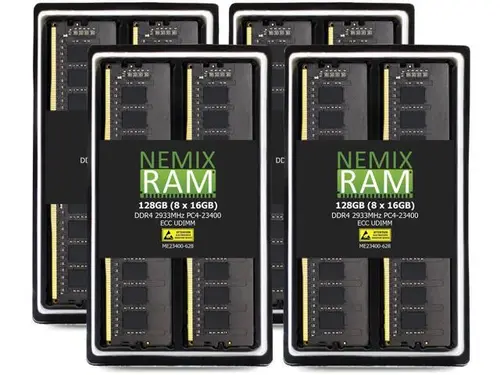 NEMIX RAM 128GB (8X16GB) DDR4 2933MHZ PC4-23400 2Rx8 1.2V 288-PIN ECC UDIMM Unbuffered Memory KIT