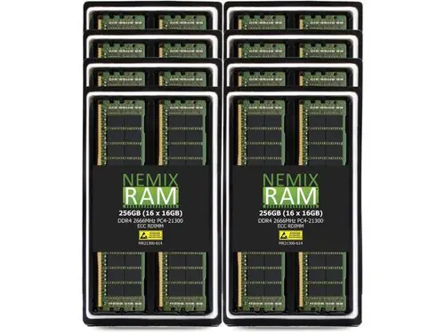 NEMIX RAM 256GB (16X16GB) DDR4 2666MHZ PC4-21300 1Rx4 1.2V CL19 288-PIN ECC RDIMM Registered Server Memory KIT Compatible with Synology...