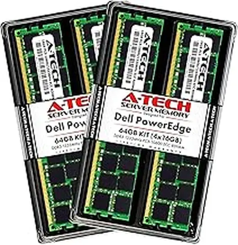 A-Tech 64GB (4x16GB) RAM for Dell PowerEdge T410, T610, T710 Tower Servers | DDR3 1333MHz ECC-RDIMM PC3-10600 2Rx4 1.5V 240-Pin ECC Registered DIMM Server Memory Upgrade Kit