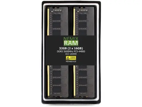 NEMIX RAM 32GB (2X16GB) DDR5 5600MHZ PC5-44800 1Rx8 1.1V CL46 288-PIN ECC Unbuffered UDIMM KIT Compatible with ASUS ProArt X670E-CREATOR WiFi...