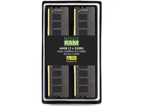 NEMIX RAM 64GB (2X32GB) DDR4 3200MHZ PC4-25600 2Rx8 1.2V CL22 288-PIN NON-ECC Unbuffered UDIMM Desktop PC Memory KIT Compatible with ASRock...