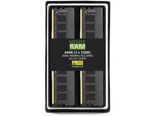 NEMIX RAM 64GB (2X32GB) DDR5 4800MHZ PC5-38400 2Rx8 1.1V CL40 288-PIN Non-ECC Unbuffered UDIMM Desktop PC Memory KIT Compatible with ASRock Z790 PG...